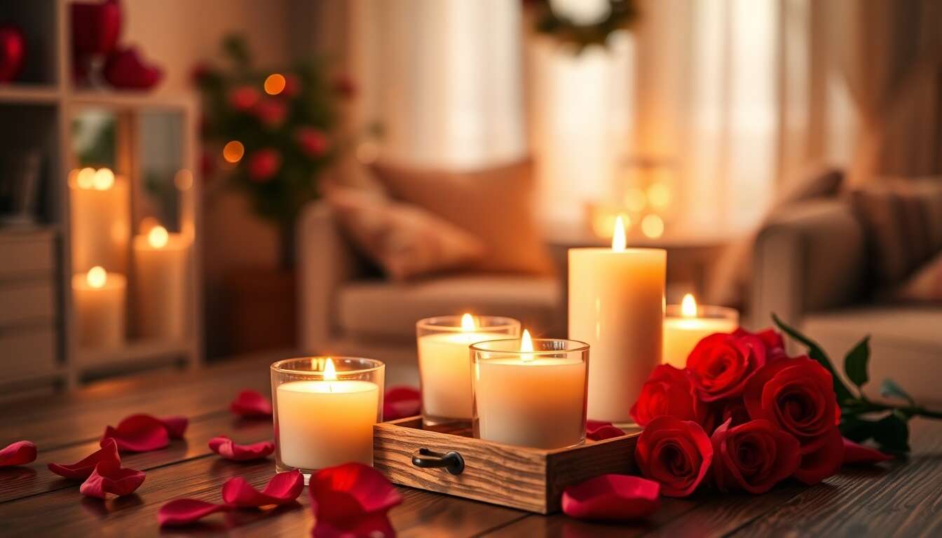 Ambiance romantique : bougies parfum&eacute;es et souvenirs